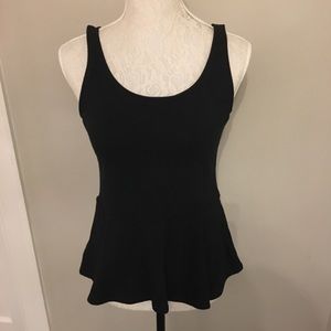 EXPRESS Black Peplum Tank w/ Zipper Back